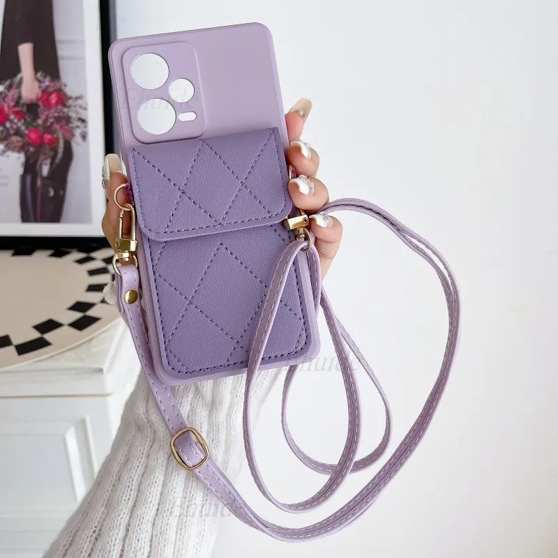 Crossbody Strap Lanyard Wallet Card Bag Cover / Samsung, Oppo, Vivo, IPhone, Infinix All Models Cover Available